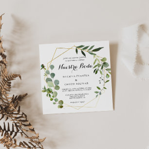 Tropical Green Blätter Spanish Wedding Einladung