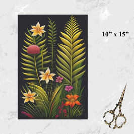 Tropical Green Floral Artwork Kleine Seidenpapier