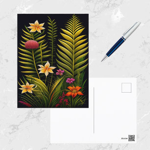 Tropical Green Floral Artwork Postkarte