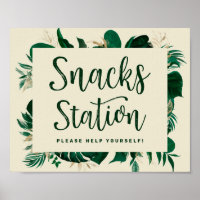 Tropical Green Foliage Snack Station Hochzeitszeic