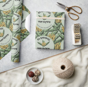 Tropical Green Go Bananas zum Geburtstag einer Ban Geschenkpapier