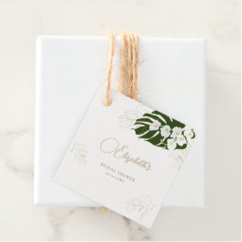 Tropical Green Gold Orchids Elegantes Brautparty Geschenkanhänger