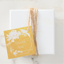 Tropical Green Gold Watercolor Monstera Blätter Geschenkanhänger