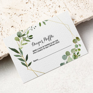 Tropical Green Leaves Diaper Raffle Begleitkarte