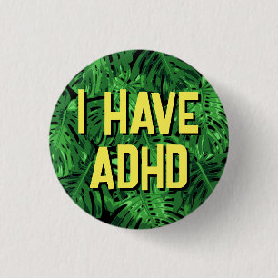 Tropical Green Palm Blätter ADHD Button