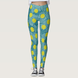 Tropical Green Palm Blätter Farbenfrohe Pickleball Leggings