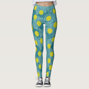 Tropical Green Palm Blätter Farbenfrohe Pickleball Leggings
