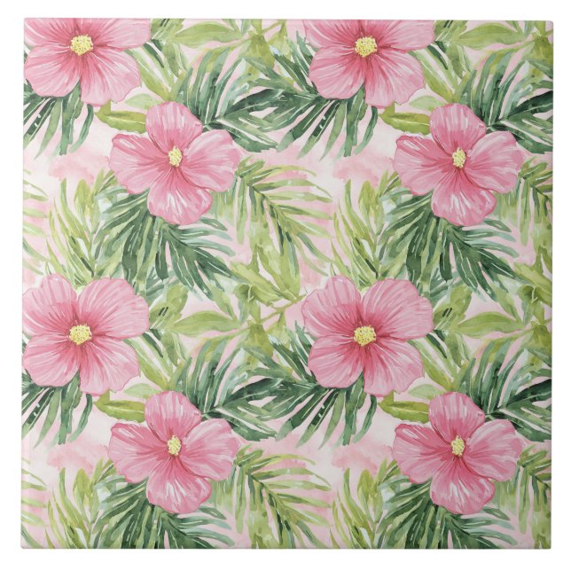 Tropical Green Palm Blätter Fliese (Vorderseite)