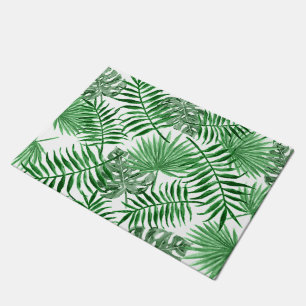 Tropical Green Palm Blätter Sommer Wasserfarben K Fußmatte