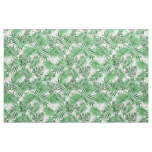 Tropical Green Palm Blätter Sommermuster Stoff
