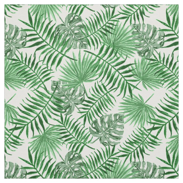 Tropical Green Palm Blätter Sommermuster Stoff (Muster)