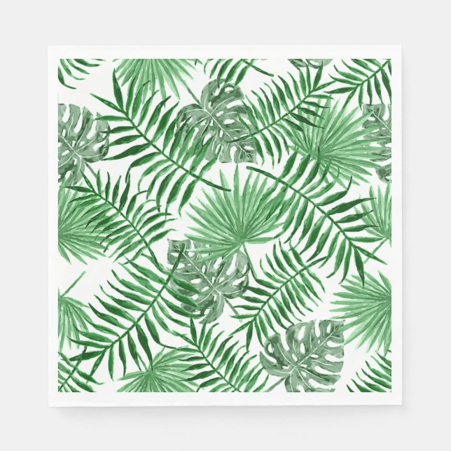 Tropical Green Palm Blätter Summer Art Pattern Serviette (Vorderseite)