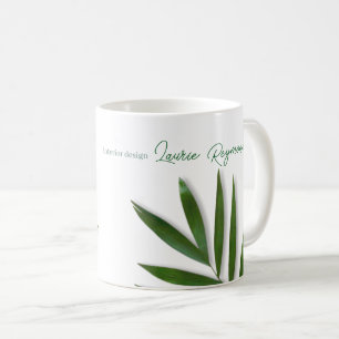 Tropical Green Palm Blätter Tasse mit Namen