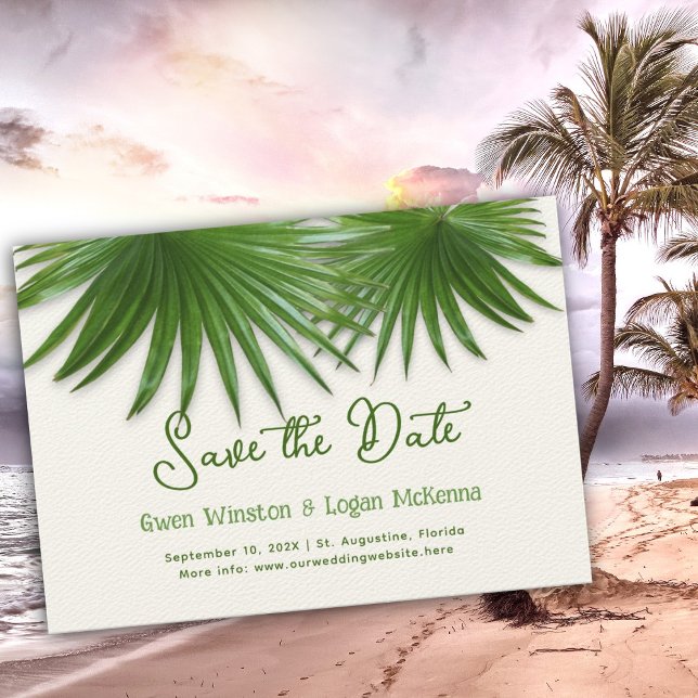 Tropical Green Palm Fronds Save the Date (Von Creator hochgeladen)
