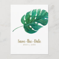 Tropical Green Palm Leaf Hawaiian Save the Date