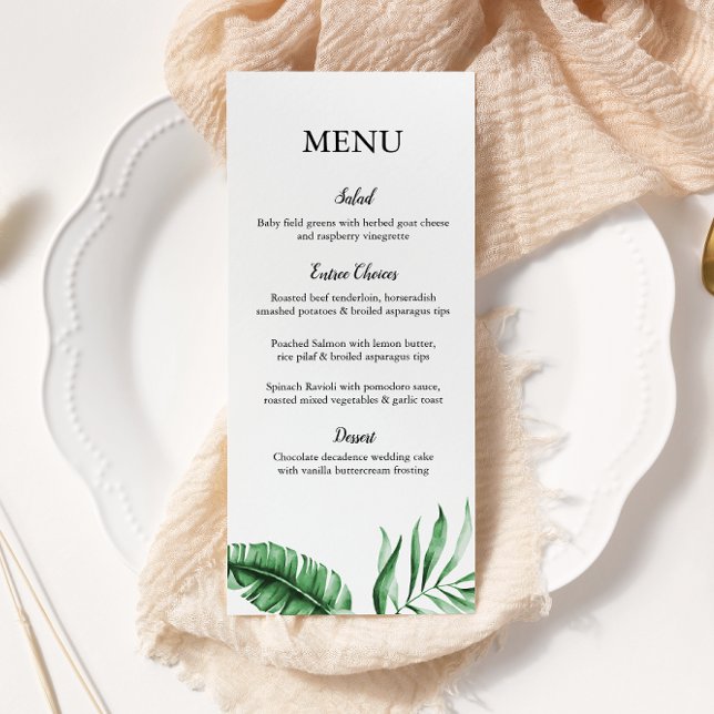 Tropical Green Palm Leaf Wedding/Event Menü (Von Creator hochgeladen)