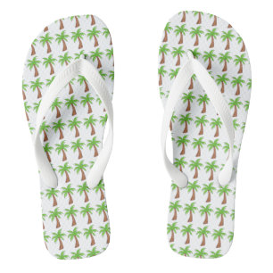Tropical Green Palm Tree Beach Ferieninsel Flip Flops