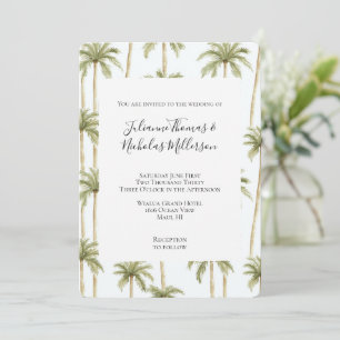 Tropical Green Palm Trees Wedding Einladung