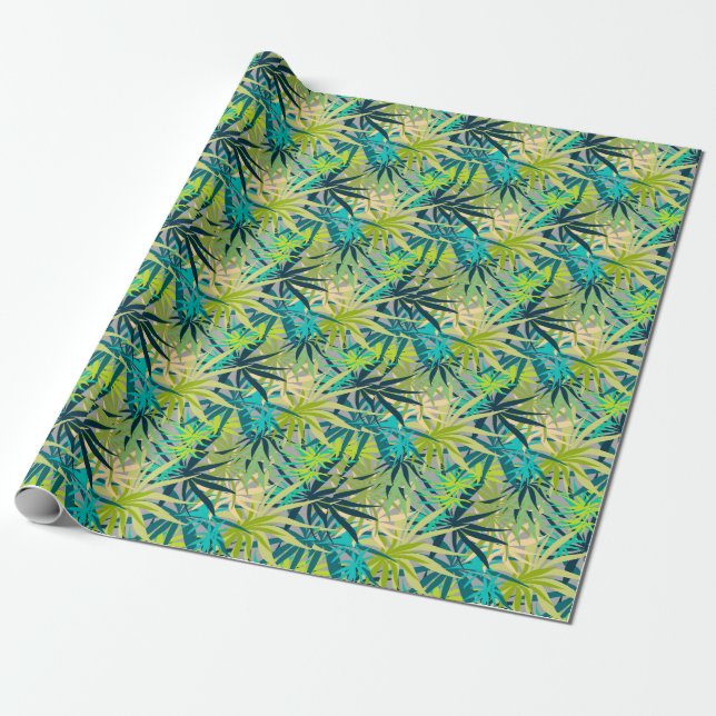 Tropical Green Palms Geschenkpapier (Ungerollt)