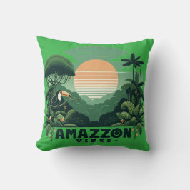 Tropical Green Retro Toucan Amazon Vibes Kissen