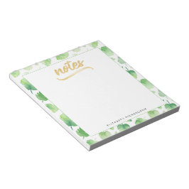 Tropical Green Watercolor Blätter Gold Imitate Foi Notizblock