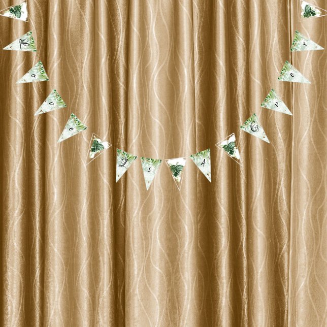 Tropical Green Watercolor Monstera Wedding Décor Wimpelkette (Von Creator hochgeladen)