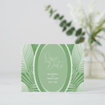 Tropical Green Wedding Announcement Postcard