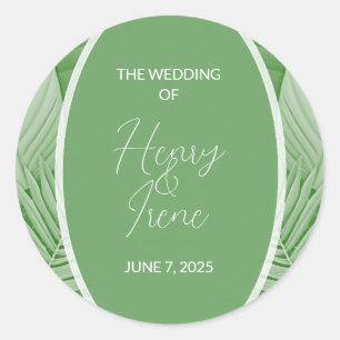 Tropical Green Wedding Couple Name Aufkleber