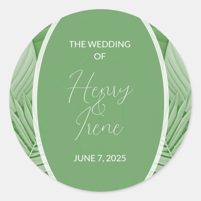 Tropical Green Wedding Custom Sticker (Vorderseite)