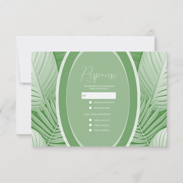 Tropical Green Wedding RSVP Response Card Karte (Rückseite)
