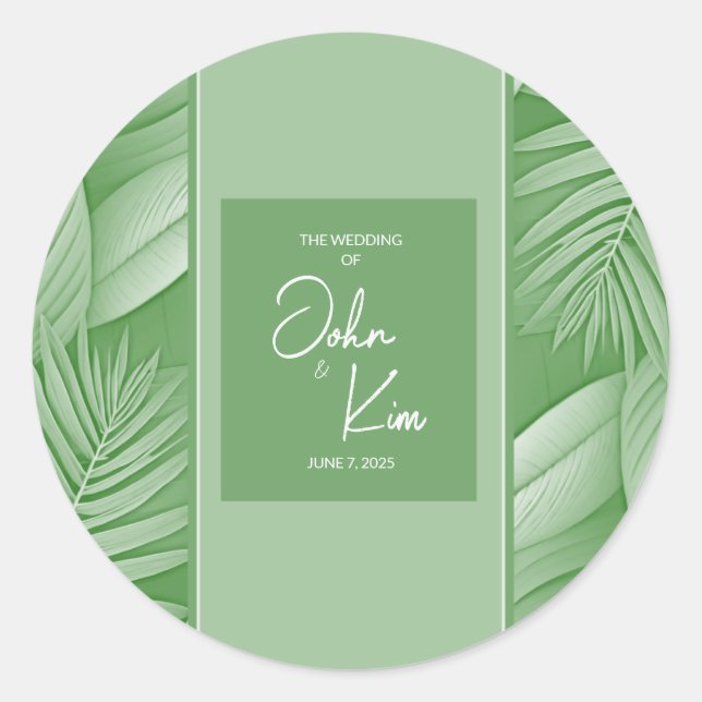 Tropical Green Wedding Sticker (Vorderseite)