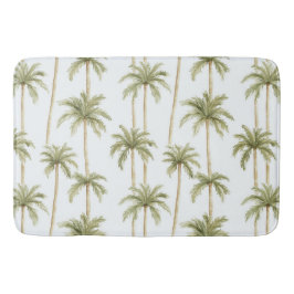 Tropical Green White Palm Trees Badematte