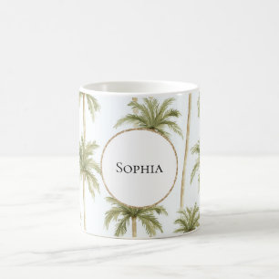 Tropical Green White Palm Trees Kaffeetasse