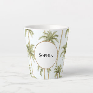 Tropical Green White Palm Trees Milchtasse