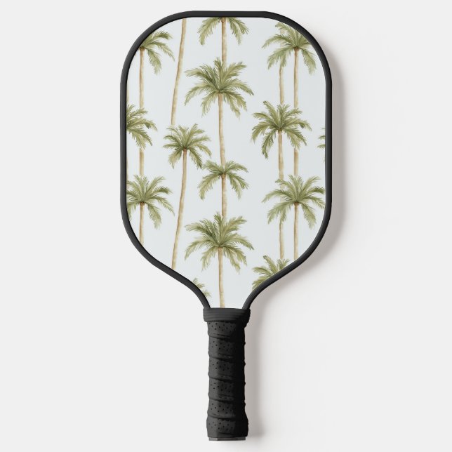 Tropical Green White Palm Trees Pickleball Schläger (Vorderseite)