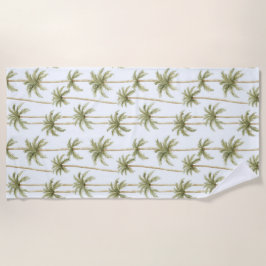 Tropical Green White Palm Trees Strandtuch
