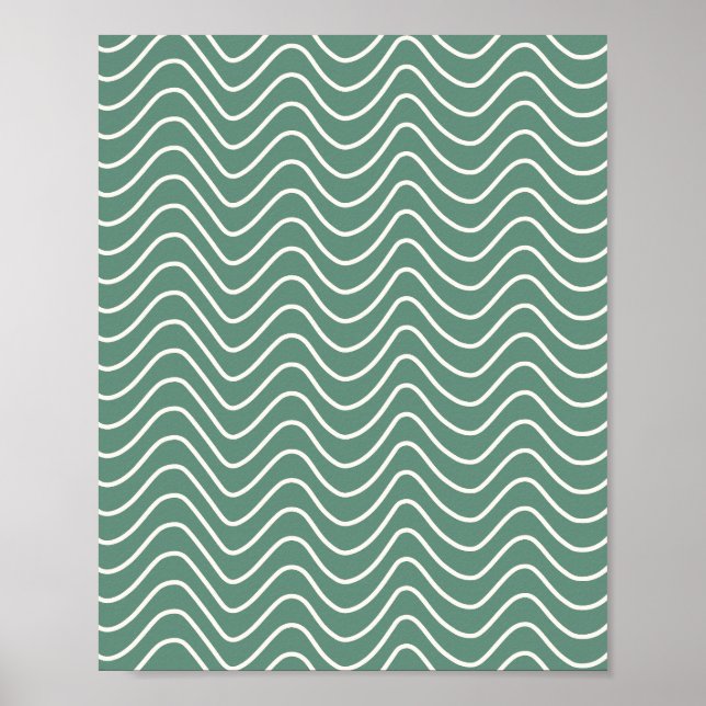 Tropical Green Zickzack Pattern Minimal Zigzag Poster (Vorne)