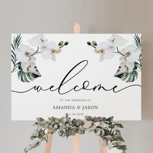 Tropical Greenerity Orchids Wedding Willkommenszei Poster