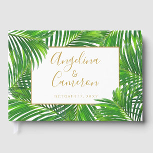 Tropical Greenerity Palm Blätter Beach Wedding Gästebuch