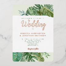 Tropical Greenerity Palm Leaf Gold Wedding