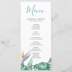 Tropical Greenerity Wedding Menus Card Menükarte