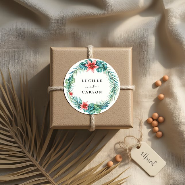 Tropical Greenerity Wreath botanischer Garten Hoch Runder Aufkleber (Von Creator hochgeladen)