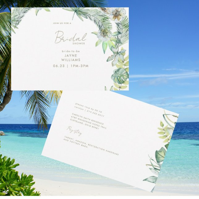 Tropical Greenery Beach Brautparty Einladung (Von Creator hochgeladen)