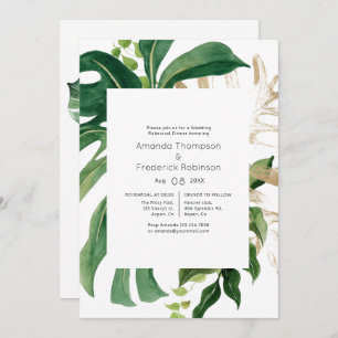 Tropical Greenery Beach Hochzeit Probe Dinner Einladung