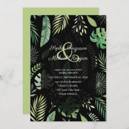 Tropical Greenery Botanical Black Wedding Einladun