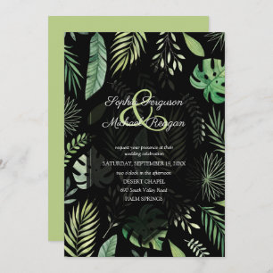 Tropical Greenery Botanical Black Wedding Einladun