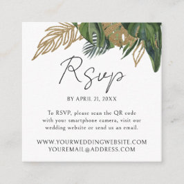 Tropical Greenery Botanical QR Code Wedding RSVP Begleitkarte
