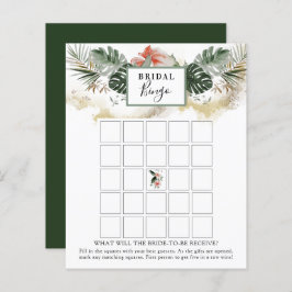 Tropical Greenery Brautparty Bingo Game Card