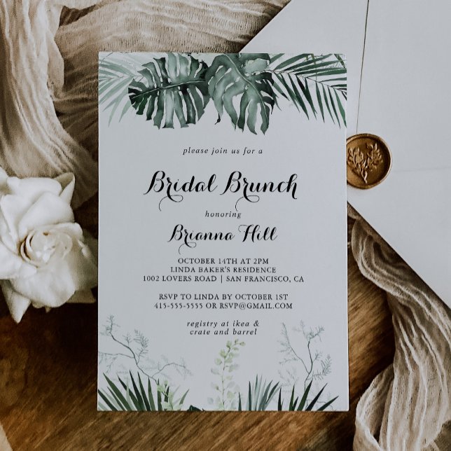 Tropical Greenery Bridal Brunch Brautparty Einladung (Von Creator hochgeladen)