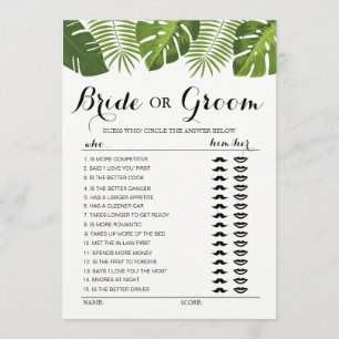 Tropical Greenery Bride oder Groom Spiel bearbeitb Einladung